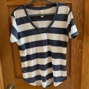 Navy blue and white strip top from altar’d state